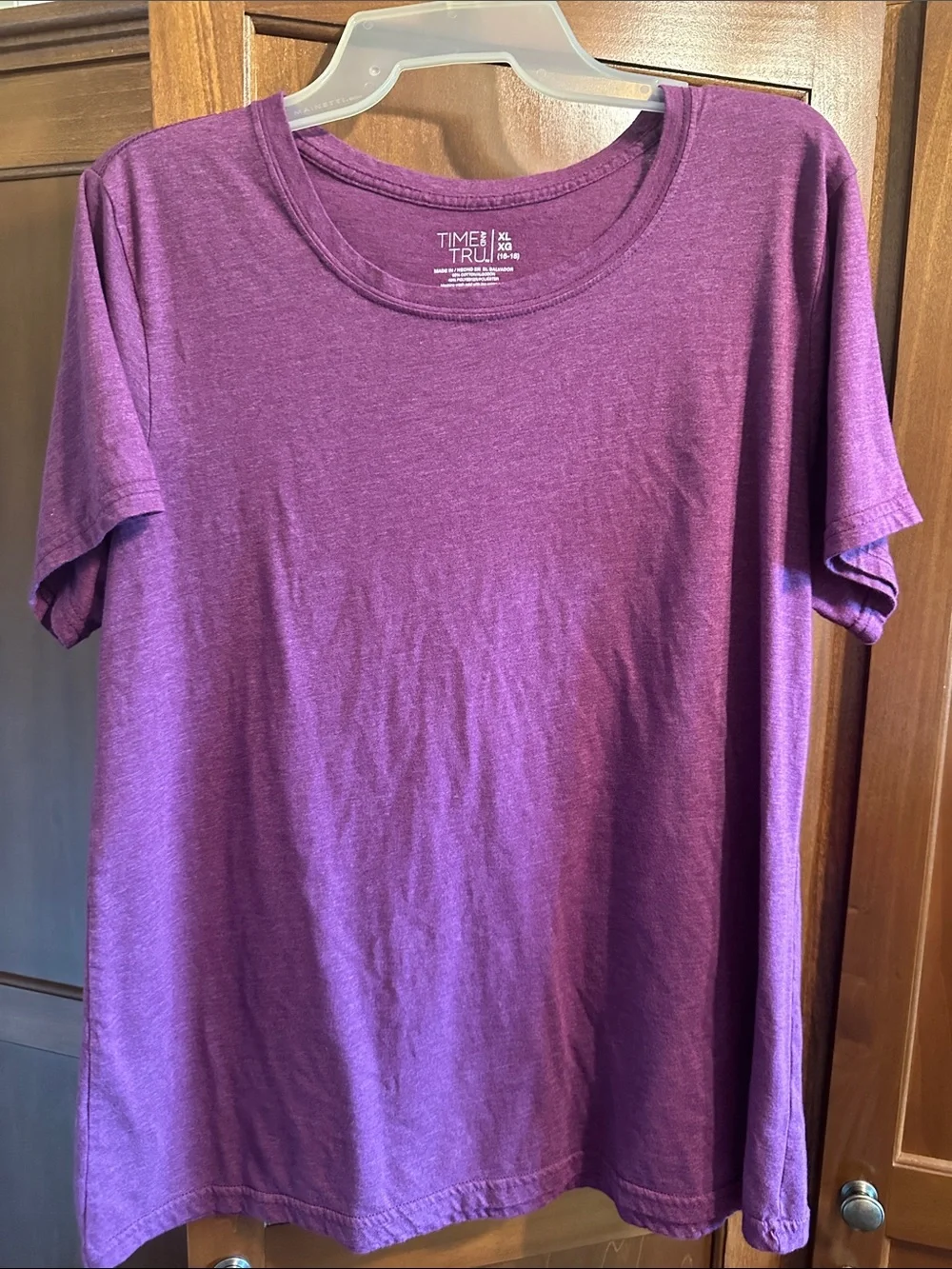 Time and Tru Heathered Purple Scoop Neck Short Sleeve Tee - Picture 1 of 1